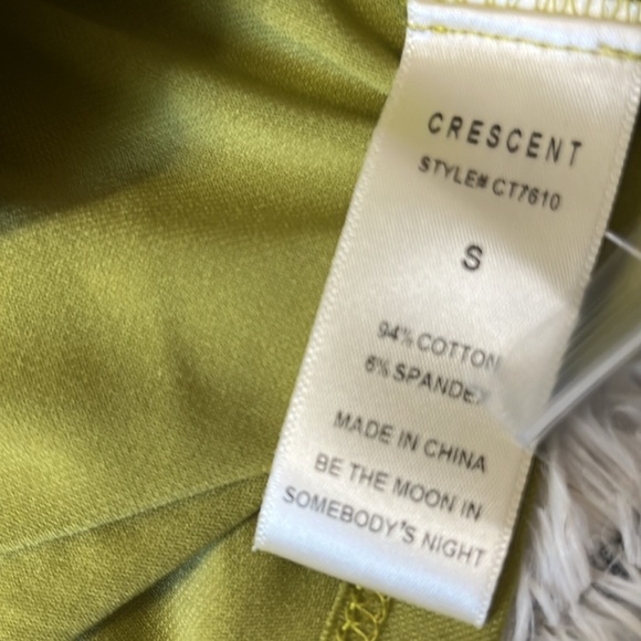 Crescent Lime Green Button Down Shirt S – Collared Stretch Poplin Top NWT - Picture 10 of 12